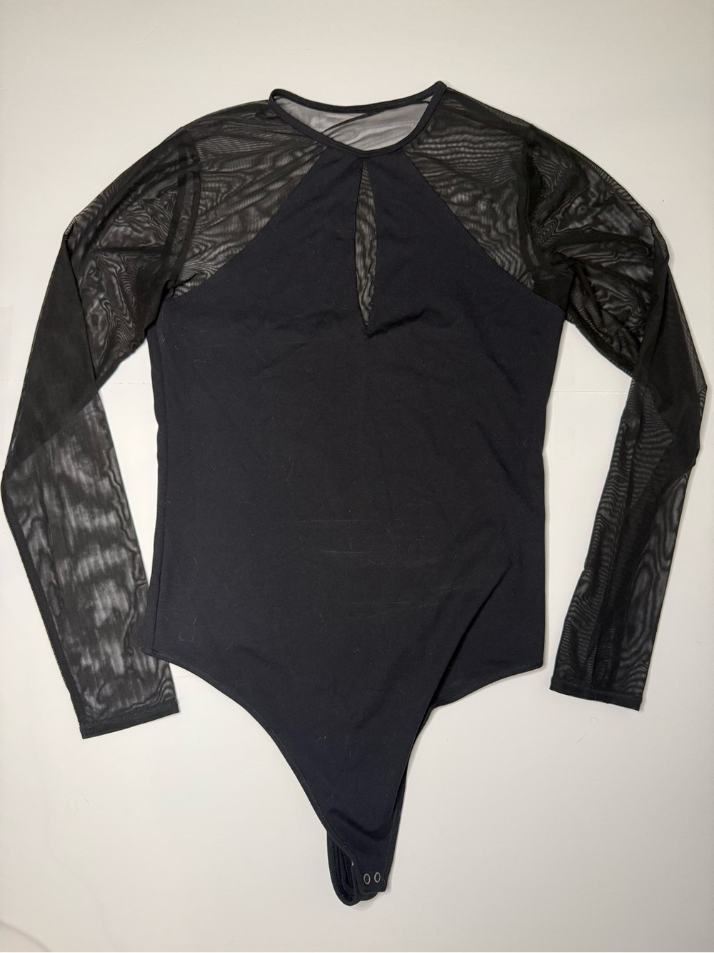 Abercrombie & Fitch Black Mesh Long Sleeve Bodysuit